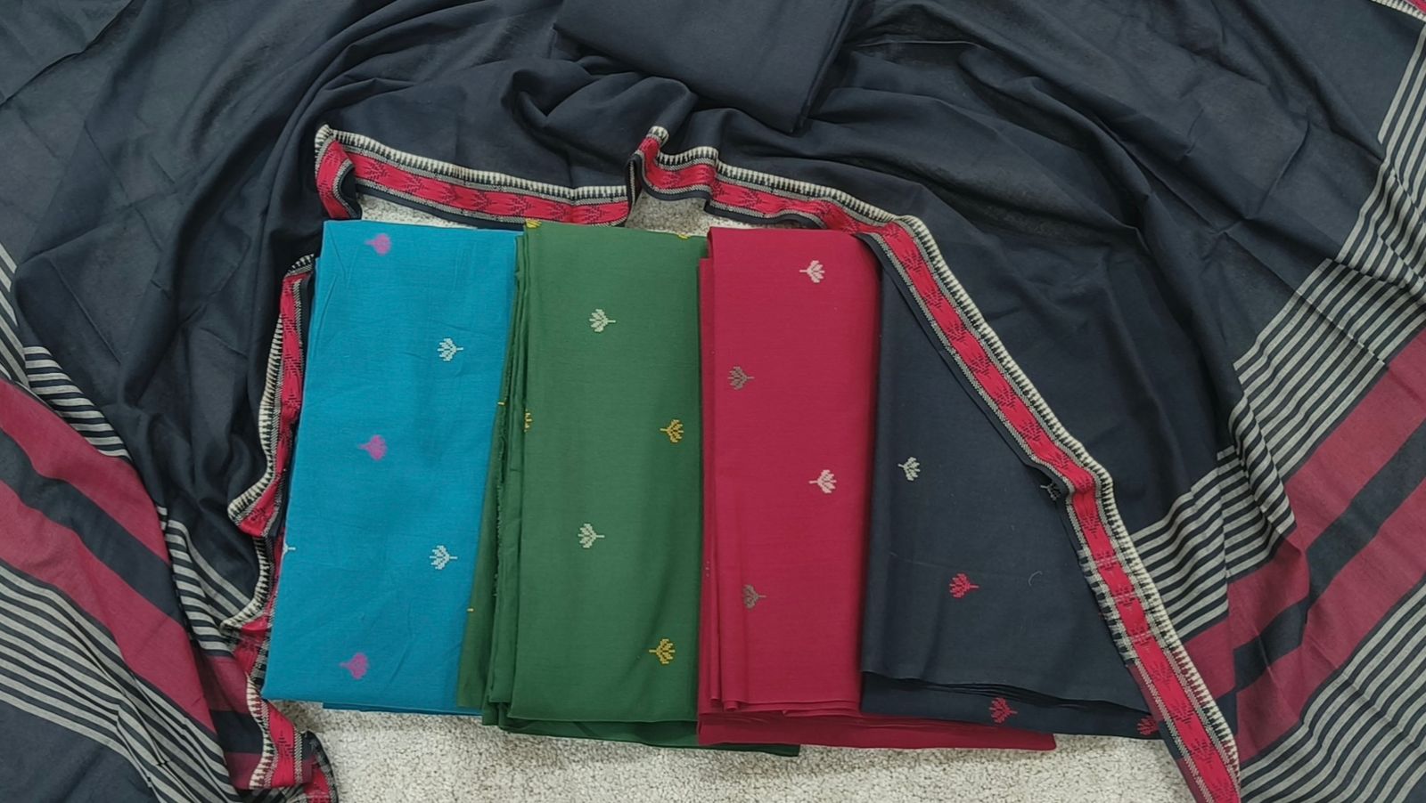 HANDLOOM MALAI COTTON SET - BLUE